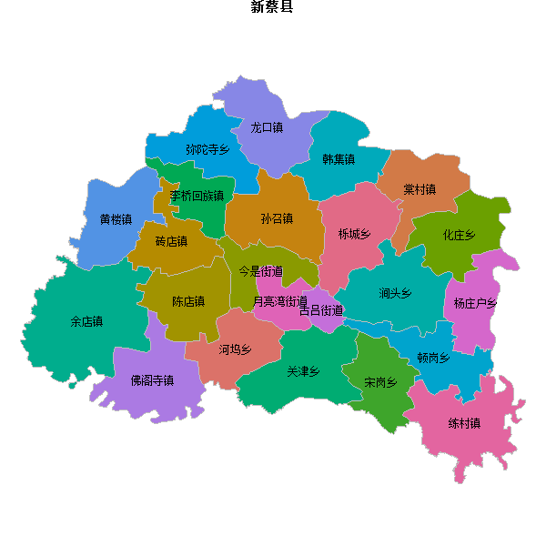 新蔡县乡镇地图shp数据WGS84坐标系.shp