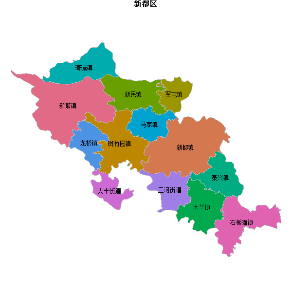 新都区乡镇地图shp数据WGS84坐标系.shp