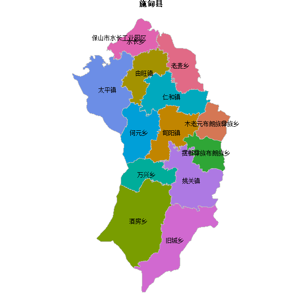 施甸县乡镇地图shp数据WGS84坐标系.shp