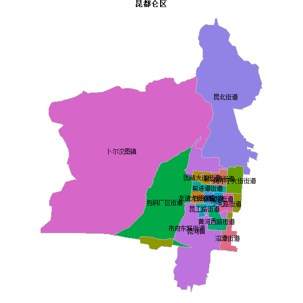 昆都仑区乡镇地图shp数据WGS84坐标系.shp