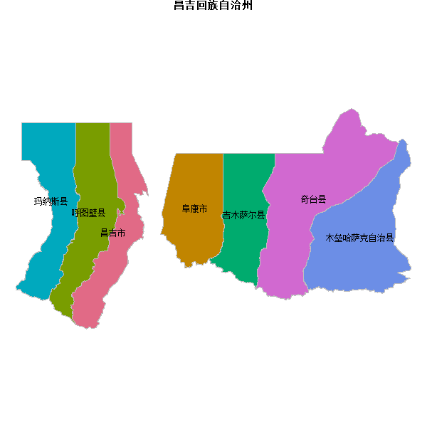 昌吉回族自治州地图shp数据WGS84坐标系.shp