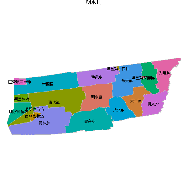 明水县乡镇地图shp数据WGS84坐标系.shp
