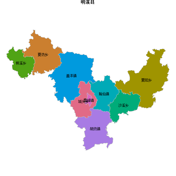 明溪县乡镇地图shp数据WGS84坐标系.shp