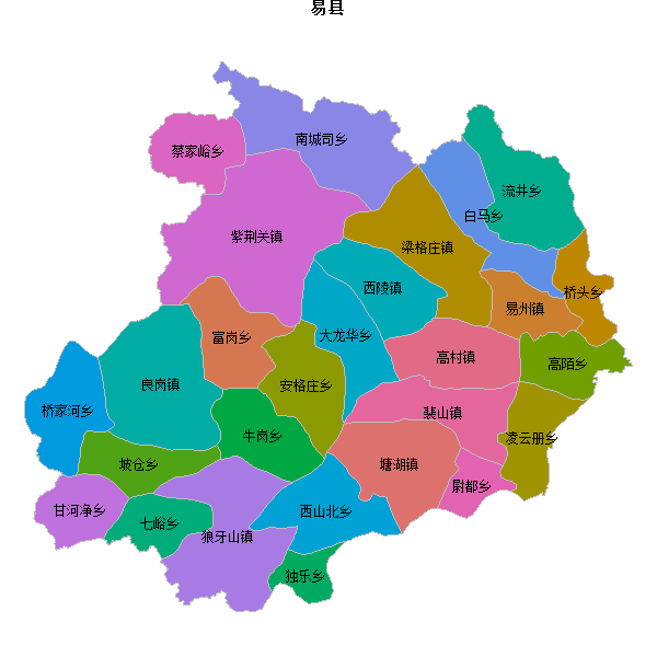易县乡镇地图shp数据WGS84坐标系.shp