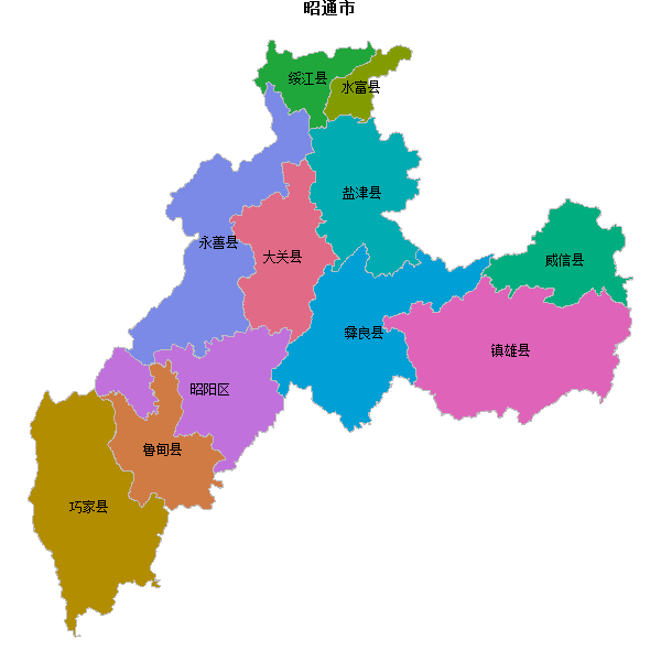 昭通市地图shp数据WGS84坐标系.shp
