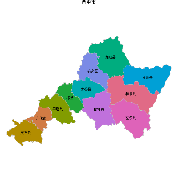 晋中市地图shp数据WGS84坐标系.shp