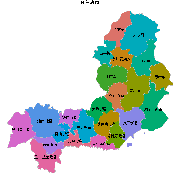 普兰店市乡镇地图shp数据WGS84坐标系.shp