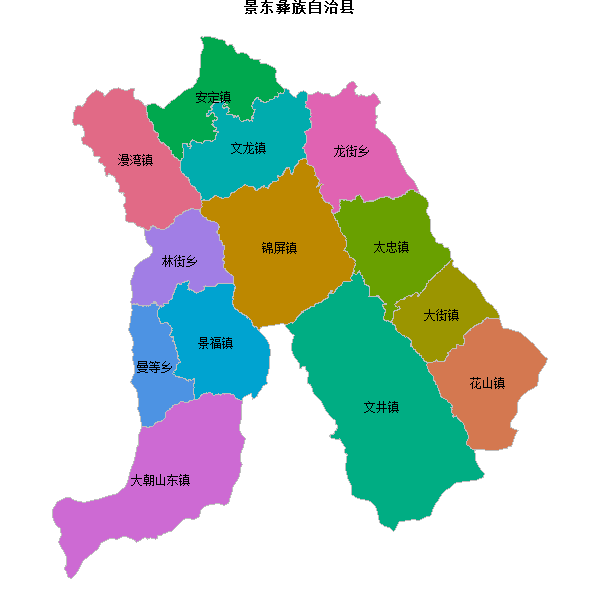 景东彝族自治县乡镇地图shp数据WGS84坐标系.shp