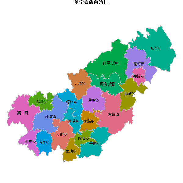 景宁畲族自治县乡镇地图shp数据WGS84坐标系.shp
