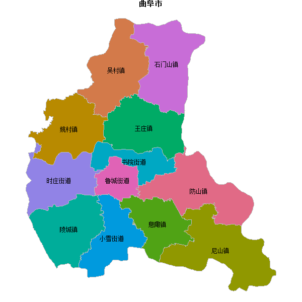 曲阜市乡镇地图shp数据WGS84坐标系.shp