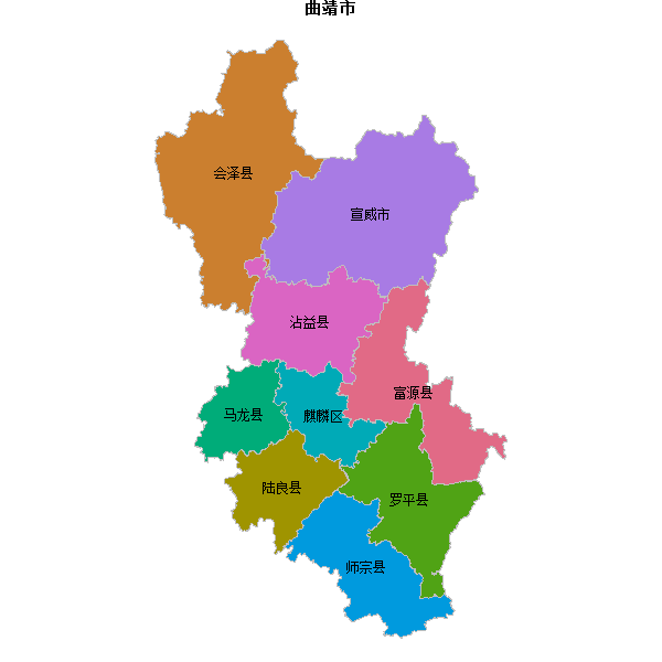 曲靖市地图shp数据WGS84坐标系.shp