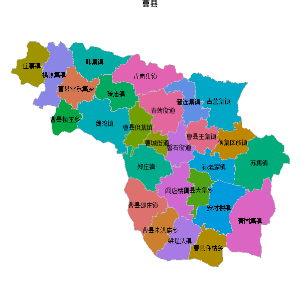 曹县乡镇地图shp数据WGS84坐标系.shp