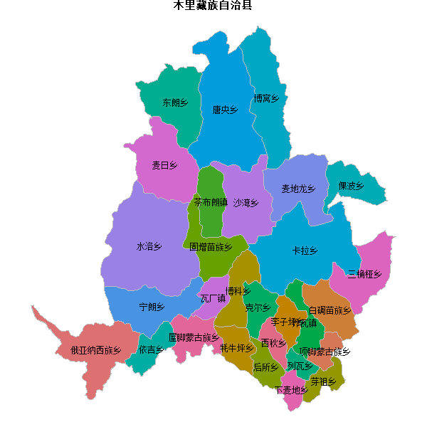 木里藏族自治县乡镇地图shp数据WGS84坐标系.shp