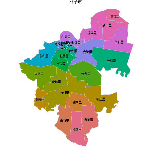 朴子市乡镇地图shp数据WGS84坐标系.shp