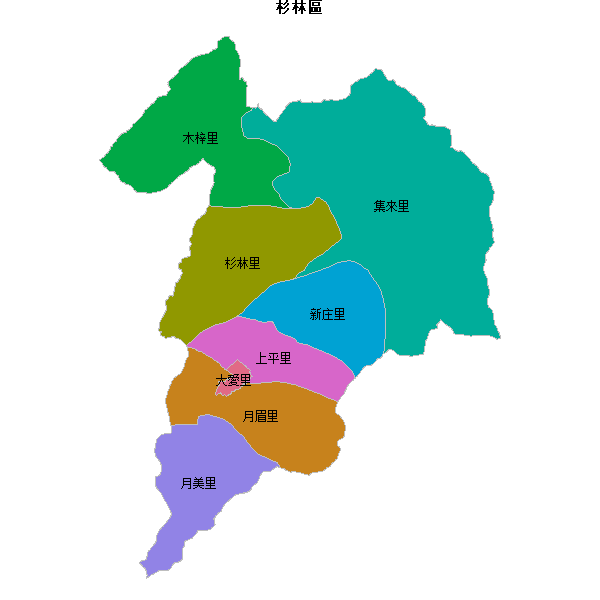 杉林區乡镇地图shp数据WGS84坐标系.shp
