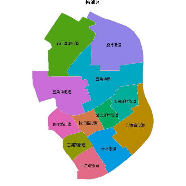 杨浦区乡镇地图shp数据WGS84坐标系.shp
