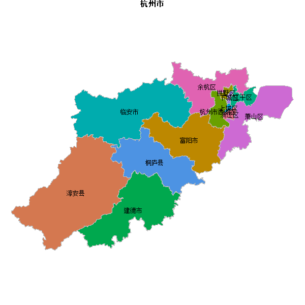杭州市地图shp数据WGS84坐标系.shp