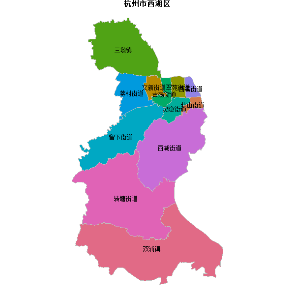 杭州市西湖区乡镇地图shp数据WGS84坐标系.shp