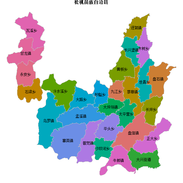 松桃苗族自治县乡镇地图shp数据WGS84坐标系.shp
