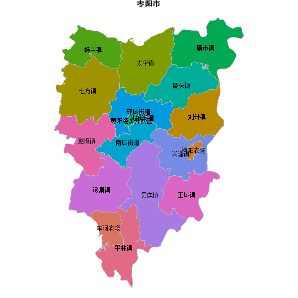 枣阳市乡镇地图shp数据WGS84坐标系.shp