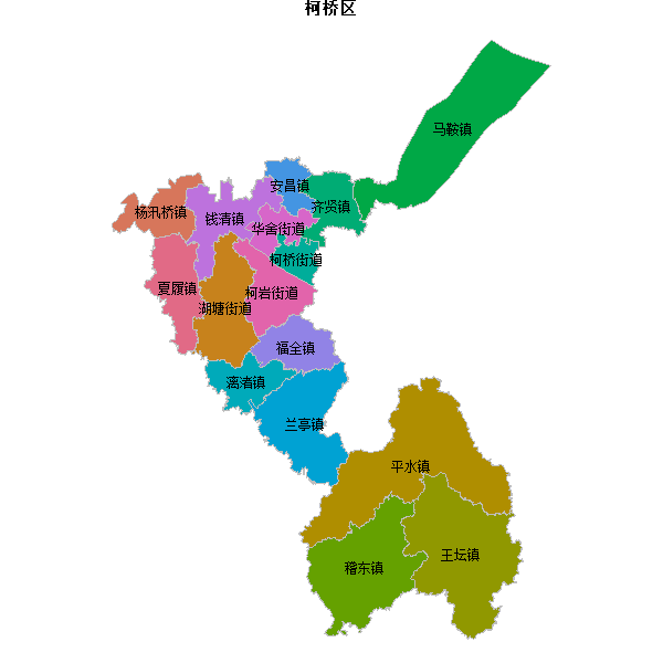 柯桥区乡镇地图shp数据WGS84坐标系.shp