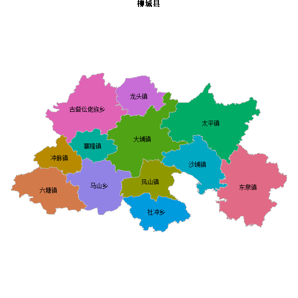 柳城县乡镇地图shp数据WGS84坐标系.shp