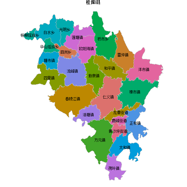 桂阳县乡镇地图shp数据WGS84坐标系.shp