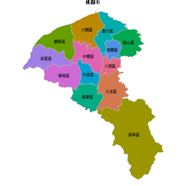 桃園市地图shp数据WGS84坐标系.shp