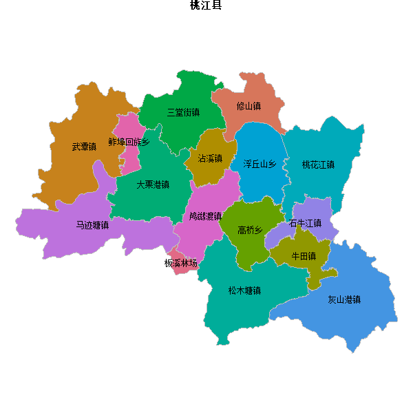 桃江县乡镇地图shp数据WGS84坐标系.shp
