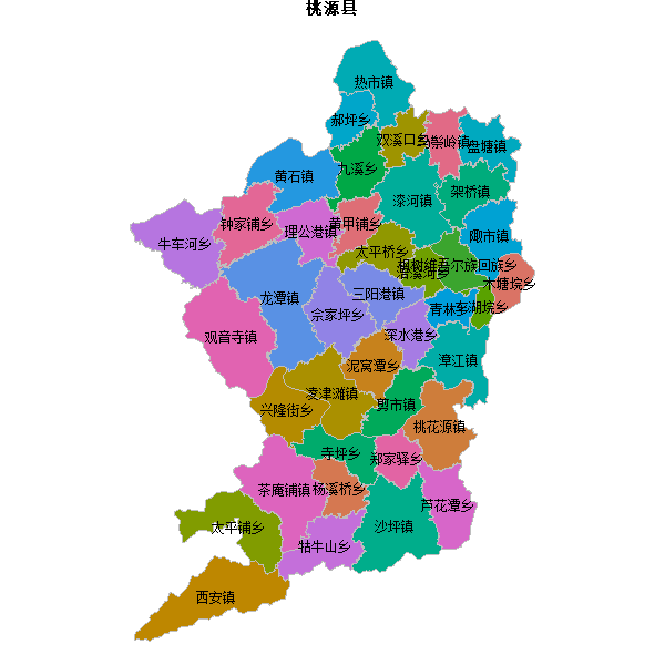 桃源县乡镇地图shp数据WGS84坐标系.shp