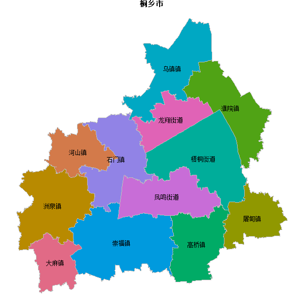桐乡市乡镇地图shp数据WGS84坐标系.shp