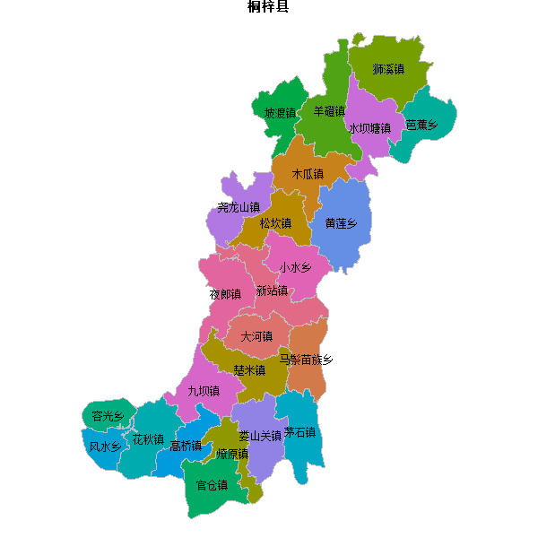 桐梓县乡镇地图shp数据WGS84坐标系.shp