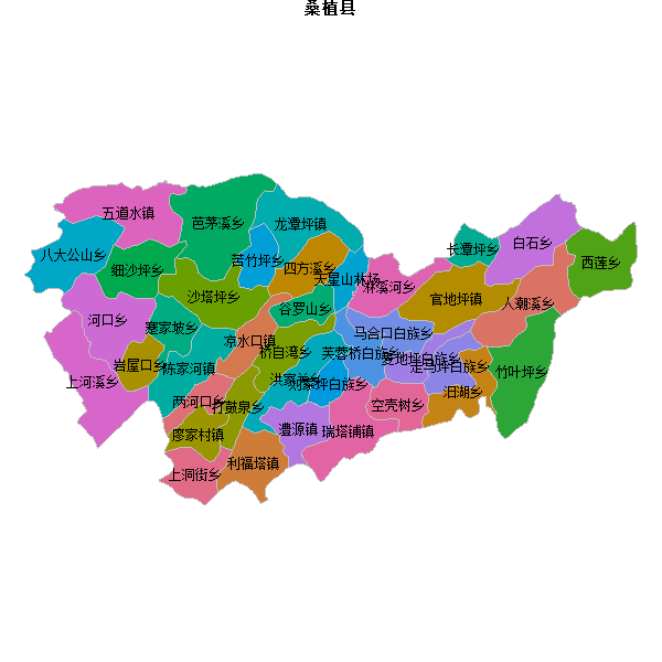 桑植县乡镇地图shp数据WGS84坐标系.shp