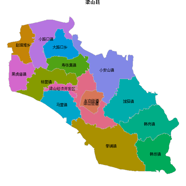 梁山县乡镇地图shp数据WGS84坐标系.shp