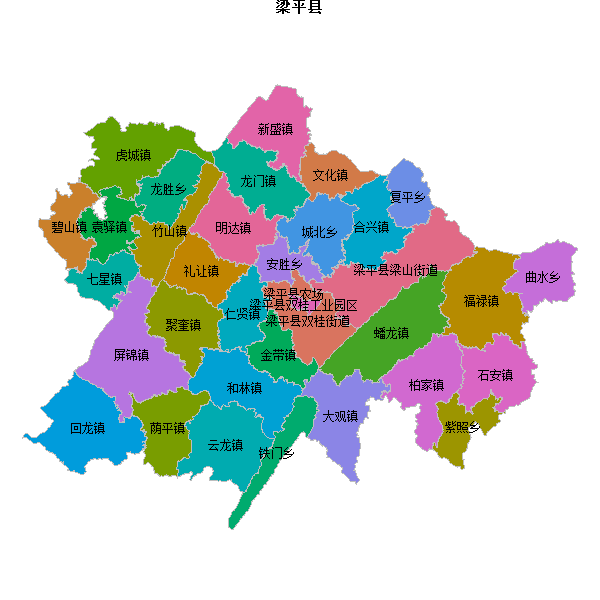 梁平县乡镇地图shp数据WGS84坐标系.shp