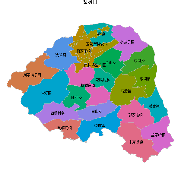 梨树县乡镇地图shp数据WGS84坐标系.shp