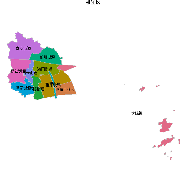 椒江区乡镇地图shp数据WGS84坐标系.shp