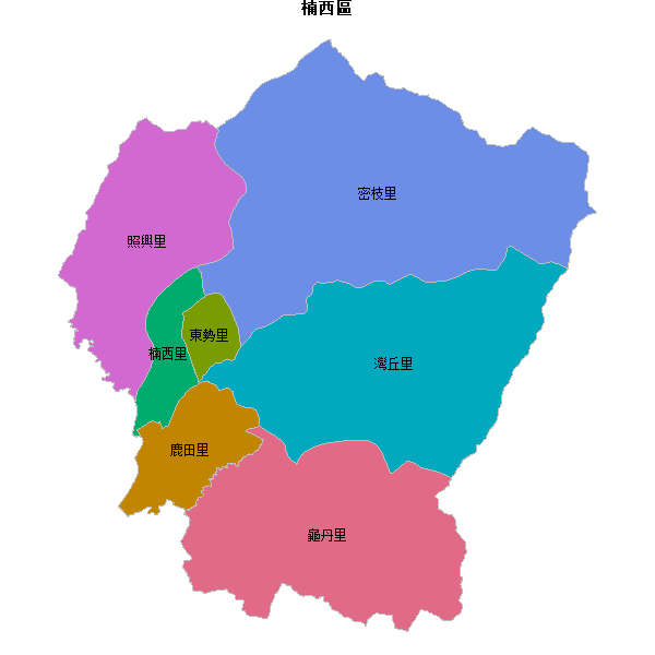 楠西區乡镇地图shp数据WGS84坐标系.shp