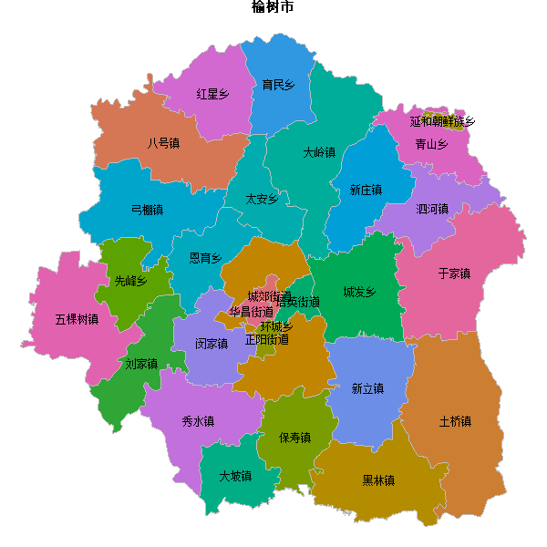 榆树市乡镇地图shp数据WGS84坐标系.shp