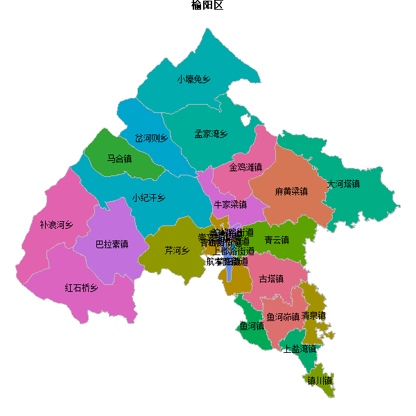 榆阳区乡镇地图shp数据WGS84坐标系.shp