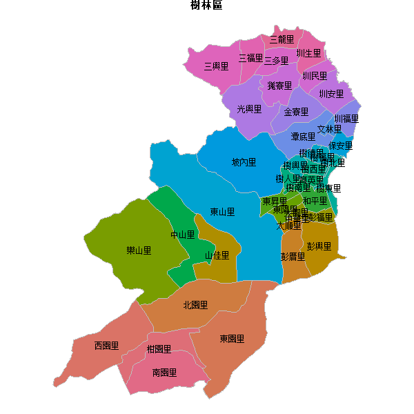 樹林區乡镇地图shp数据WGS84坐标系.shp