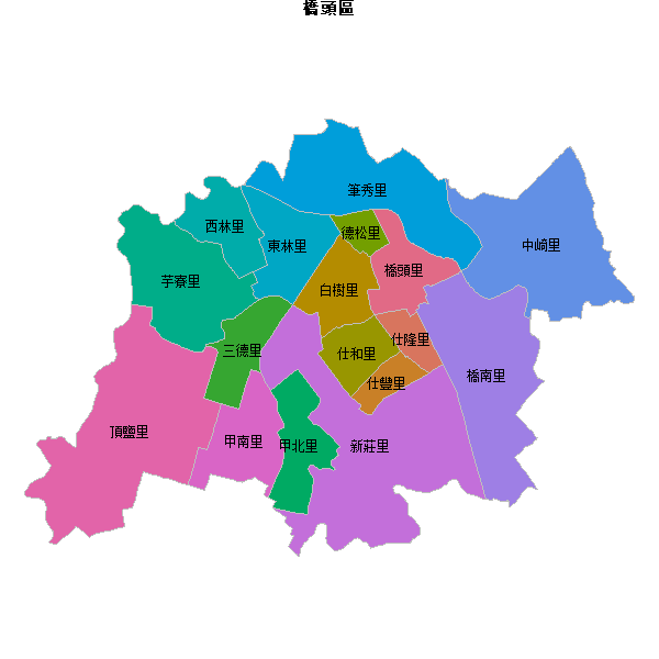橋頭區乡镇地图shp数据WGS84坐标系.shp