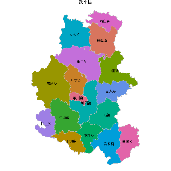 武平县乡镇地图shp数据WGS84坐标系.shp