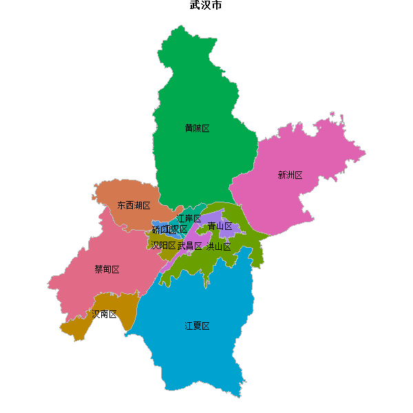 武汉市地图shp数据WGS84坐标系.shp