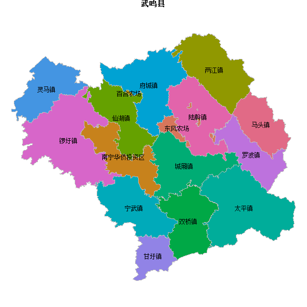 武鸣县乡镇地图shp数据WGS84坐标系.shp