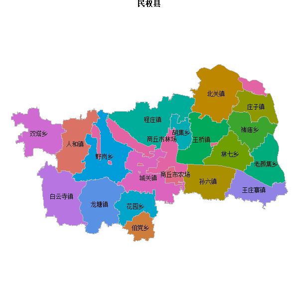 民权县乡镇地图shp数据WGS84坐标系.shp