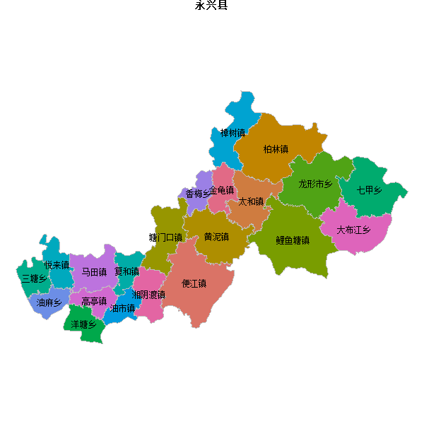 永兴县乡镇地图shp数据WGS84坐标系.shp