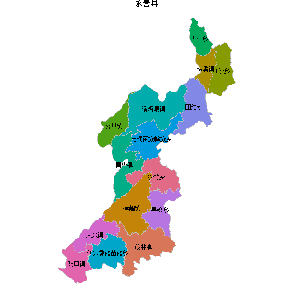 永善县乡镇地图shp数据WGS84坐标系.shp