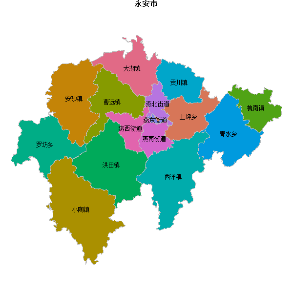 永安市乡镇地图shp数据WGS84坐标系.shp