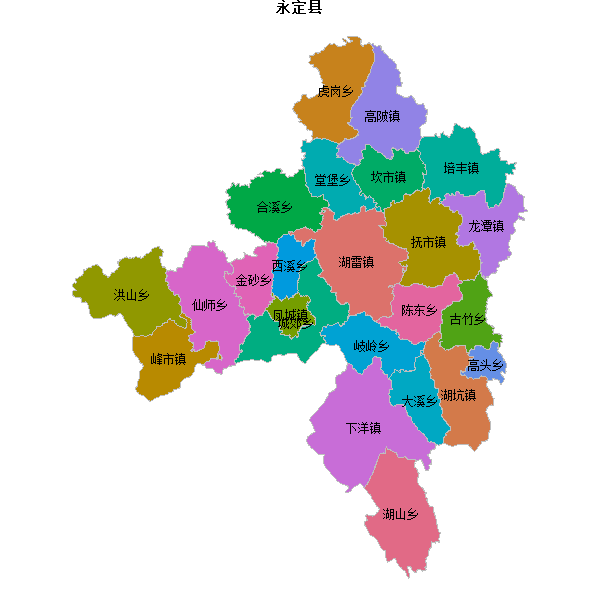 永定县乡镇地图shp数据WGS84坐标系.shp